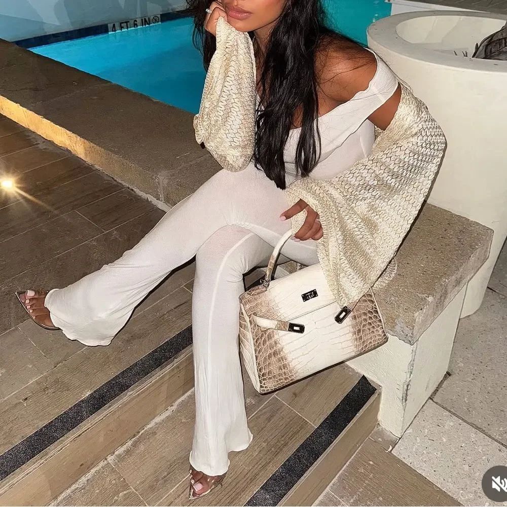 White lounge pants